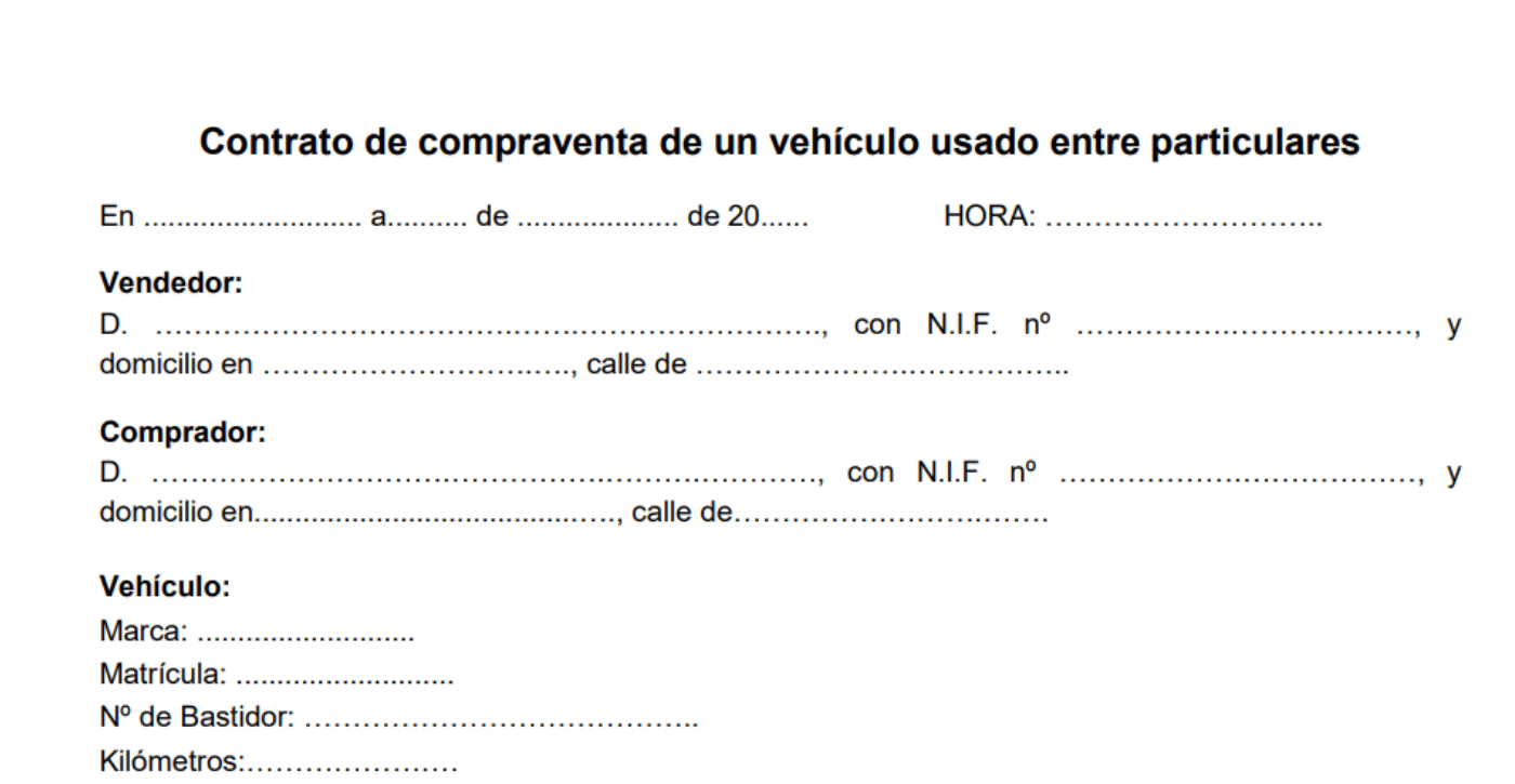 modelo contrato compraventa coche